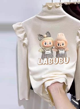 德绒女童半高领长袖T恤2025秋冬季新款中大儿童宝宝韩版保暖上衣