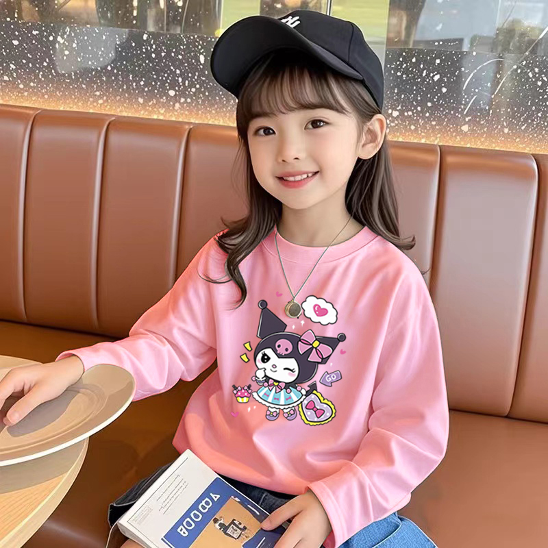 100%纯棉女童装圆领长袖T恤春秋季新款儿童宝宝卡通百搭打底上衣