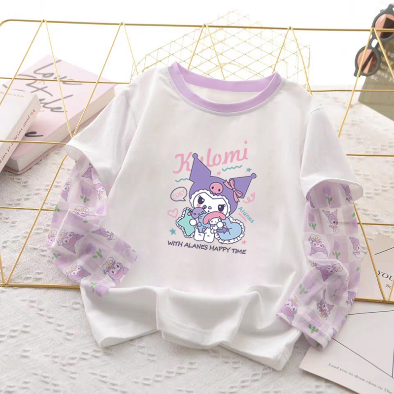 100%纯棉女童装短袖t恤夏季儿童宝宝时尚韩版假两件网纱防晒上衣