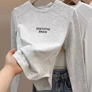 纯棉女童圆领长袖T恤2025春秋新款中大儿童宝宝卡通简约打底上衣