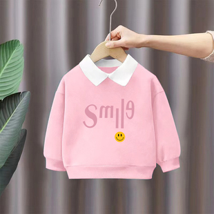 100%纯棉女童POLO领卫衣2026春秋季新款儿童宝宝百搭宽松上衣外套