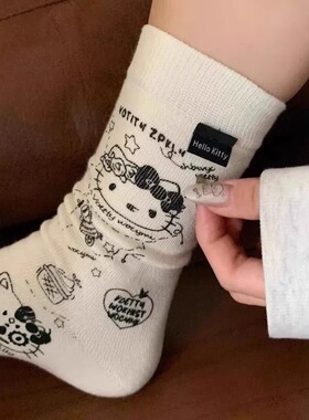中筒袜hellokitty秋冬可爱灰色女生春秋ins潮日系配德训鞋工厂直