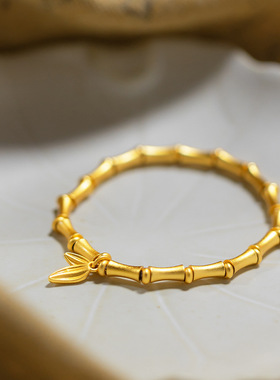 新中式高级感竹节手串手链小红书周家同款竹叶竹节手串女手链