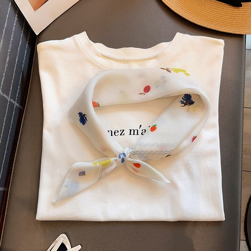 韩系俏皮清爽小方巾棉混纺丝巾女夏季叠搭减龄领巾ins风头巾发带