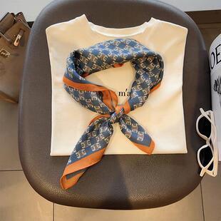 经典 老花气质百搭方巾棉麻围巾女士春夏旅游拍照头巾职业通勤领巾