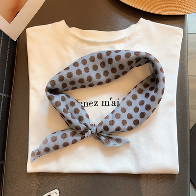 气质时尚波点丝巾护颈领巾小方巾