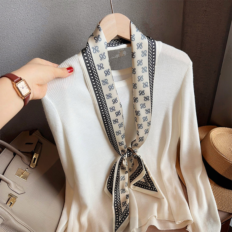 双层双面长条飘带丝巾系脖子领巾