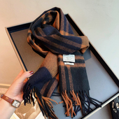 百搭气质围脖女冬季 男士 英伦格纹100%WOOL羊毛围巾情侣款 保暖护颈