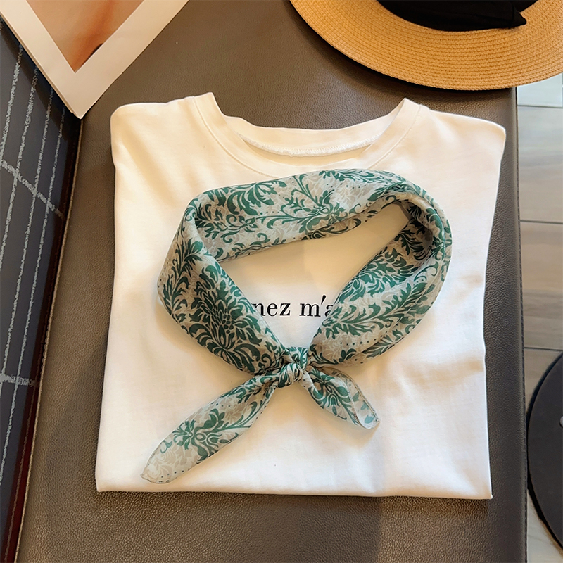 文艺叠搭小方巾夏季护颈棉丝巾女