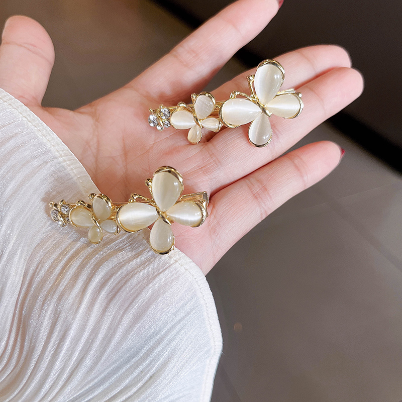 轻奢气质猫眼石蝴蝶发夹边夹日韩