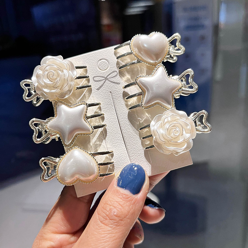 韩式小号珍珠发夹女发饰碎发抓夹