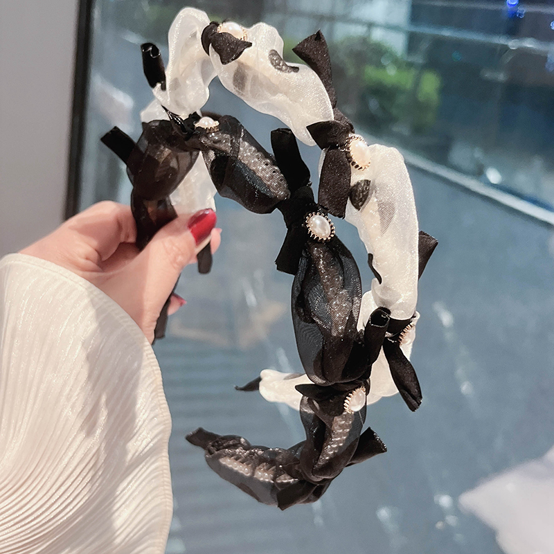 妃曼发箍纱质仿珍珠日韩