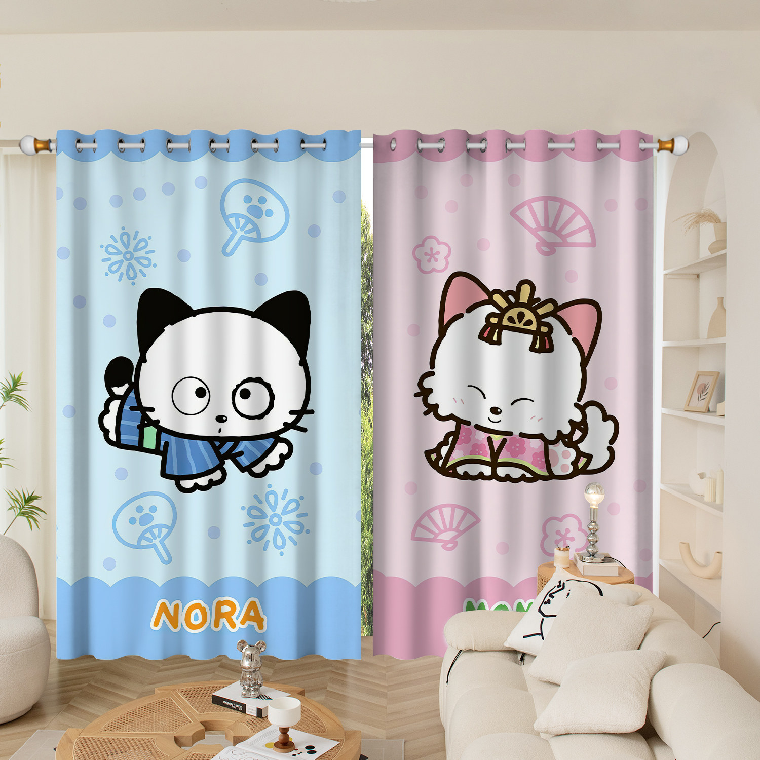 三丽鸥卡通雪尼尔遮光窗帘