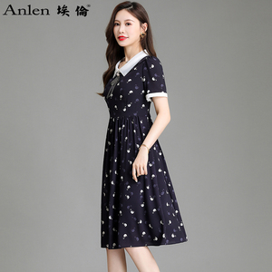 埃伦妈妈连衣裙收腰新款2026年夏季薄款修身减龄娃娃领减龄裙子