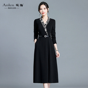 埃伦法式高端连衣裙女长袖收腰职业装气质A字裙女士2026初夏新款