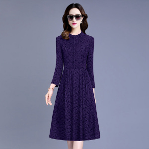 埃伦春季连衣裙长袖2023新款复古气质女装修身婚礼宴会打底A字裙