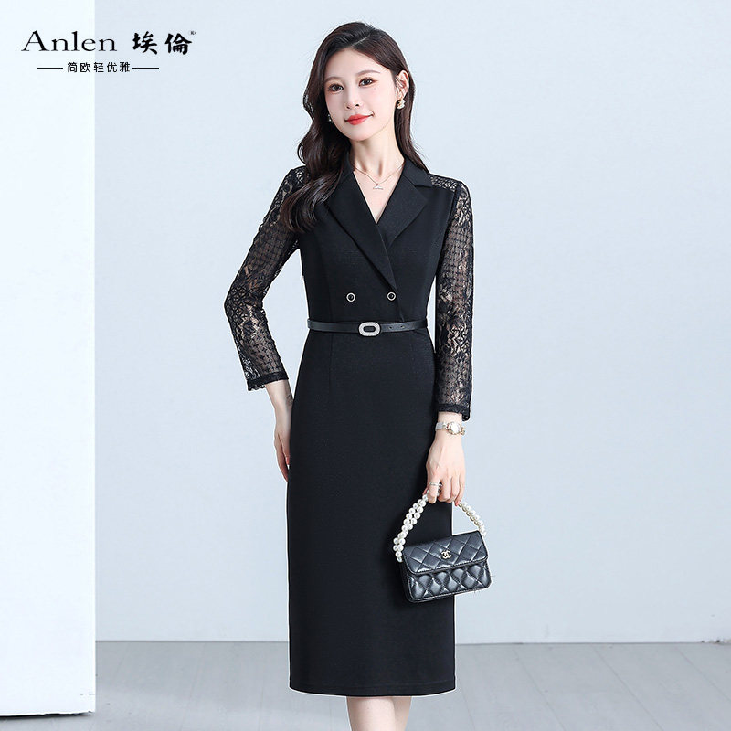 埃伦黑色小礼服高级感轻奢连衣裙2023秋季新款中年收腰显瘦中长裙