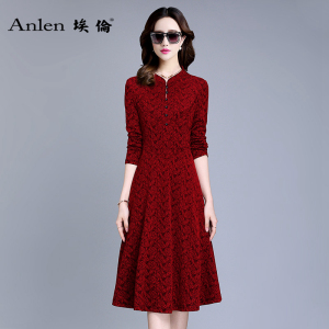 埃伦秋季连衣裙2021新款优雅女装中长款气质妈妈装宴会婚礼A字裙