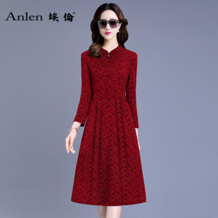 婚庆礼服大码 埃伦提花A字裙2021早春季 修身 复古妈妈装 连衣裙 新品