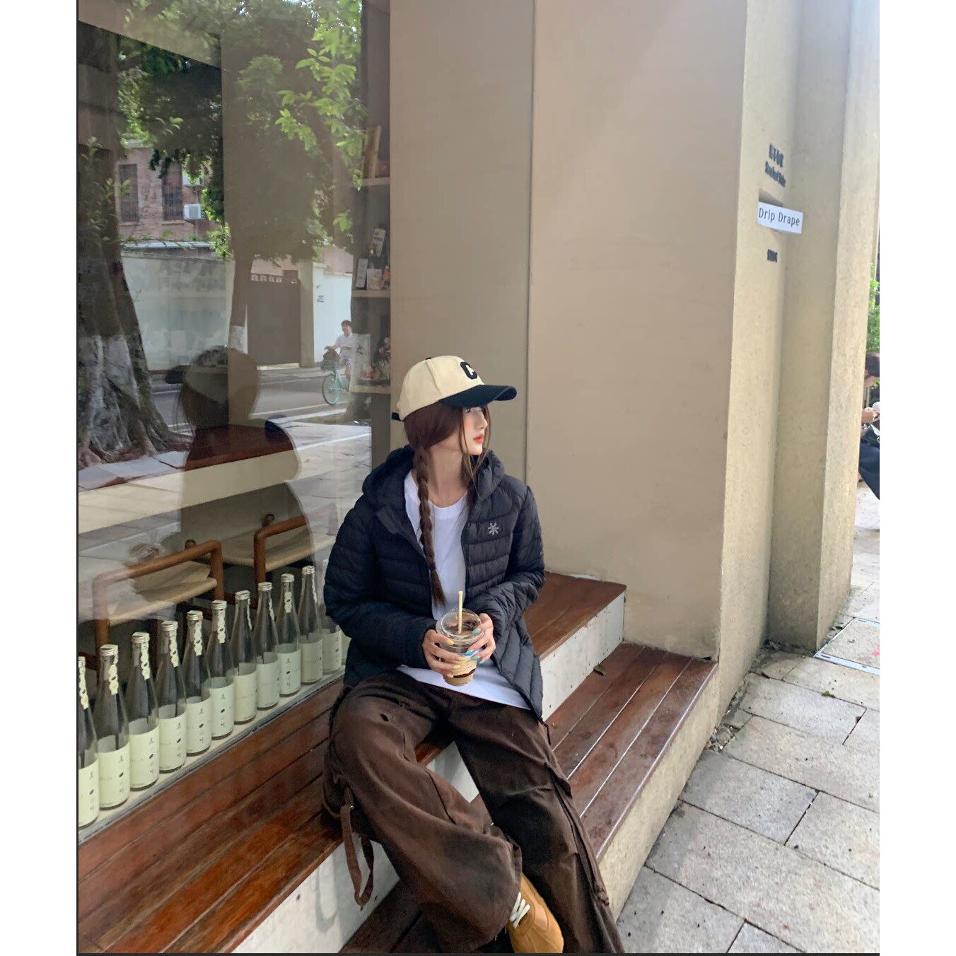小个子短款轻薄棉衣女连帽横绗拉链口袋日常休闲百搭轻便棉服
