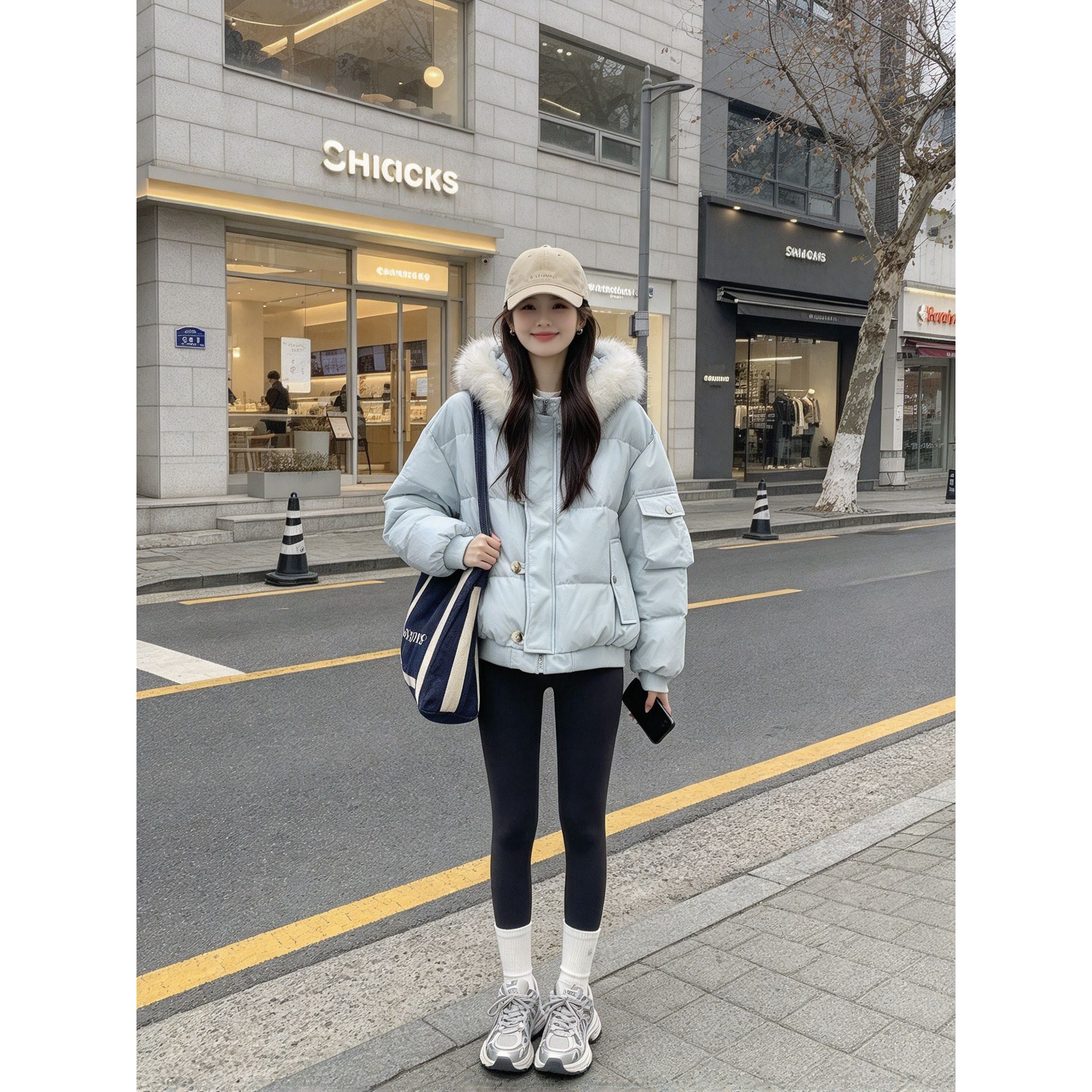 小个子专属大毛领连帽棉服女冬季短款宽松保暖休闲百搭不臃肿外套