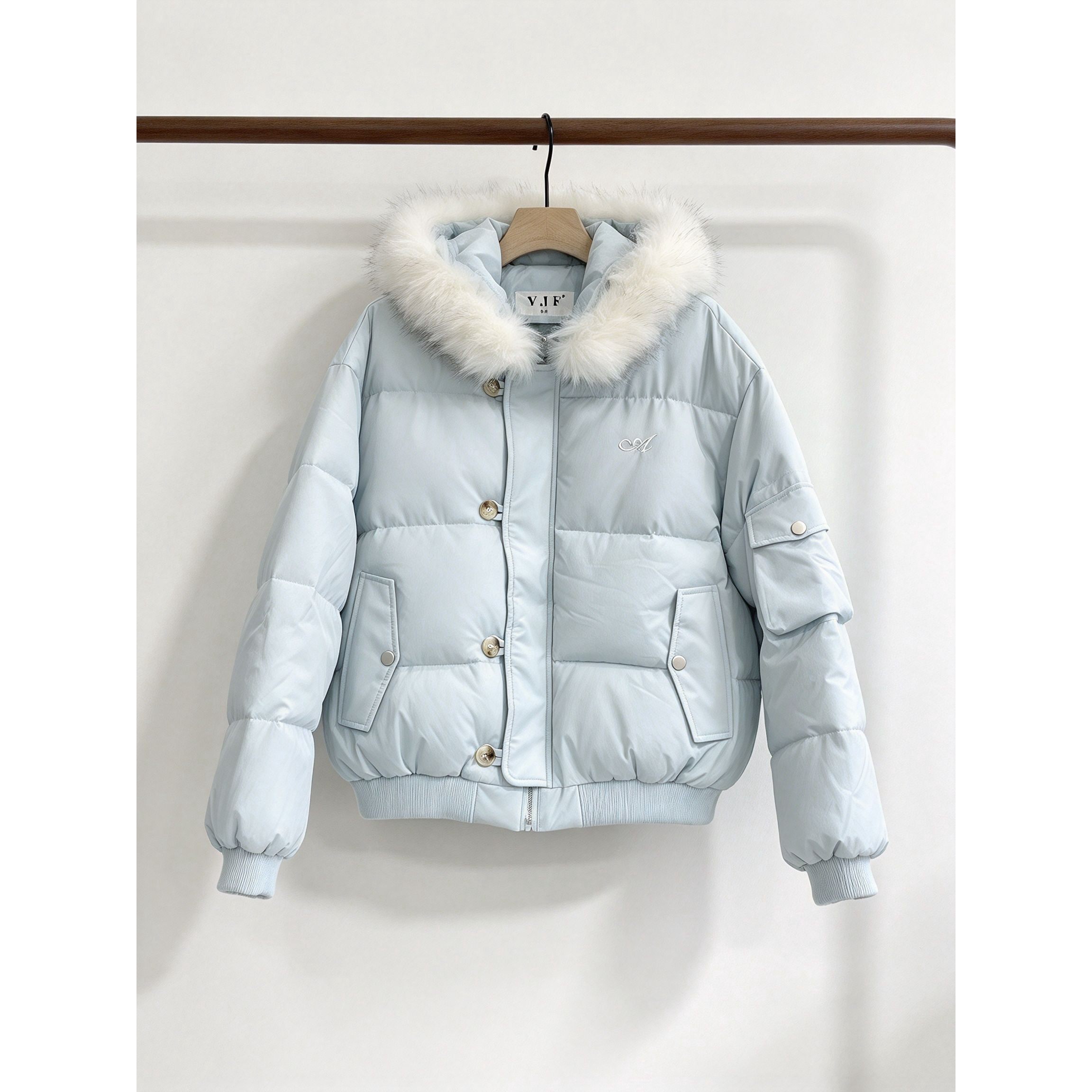 宽松短款大毛领棉服女连帽小个子秋冬休闲百搭显瘦保暖棉衣