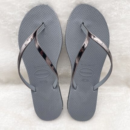 新款Havaianas巴西哈瓦那You Metallic防滑平底皮革细带人字拖女
