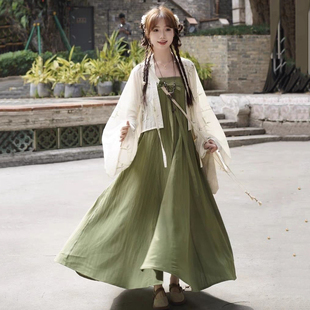 200斤大码法门寺披衫齐胸吊带裙春夏汉服汉元素宽松大摆国风套装