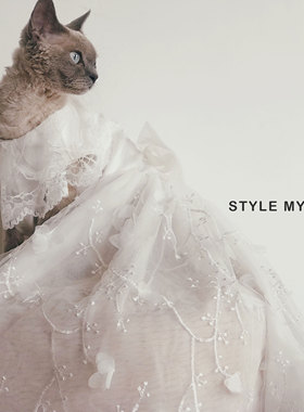 猫咪礼服长拖尾Sissi公主道具写真泰迪衣服白色华丽结婚宠物婚纱