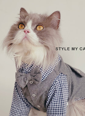 猫咪礼服Duroy新背心两穿婚纱写真布偶泰迪英伦宠物衣服薄款衬衫