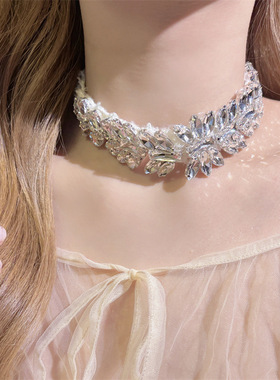 闪钻颈链女设计感choker脖子饰品气质锁骨链轻奢小众项链配饰