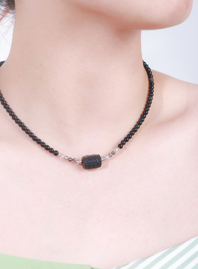 黑曜石男女原创设计水晶颈链