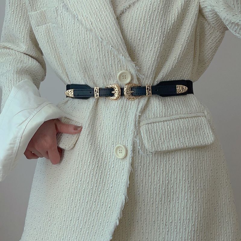 英伦风双扣头时髦马术腰带