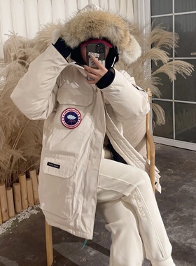 2024新款羽绒棉服女大码鹅工装东北滑雪派克服中长款冲锋衣男外套