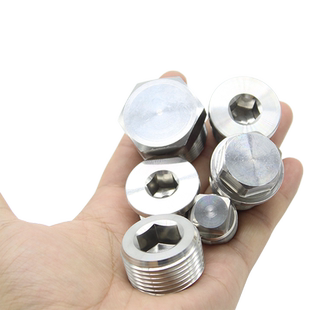 304不锈钢外丝堵头闷塞头4分管帽2分内丝堵帽水堵管件6分油塞螺塞