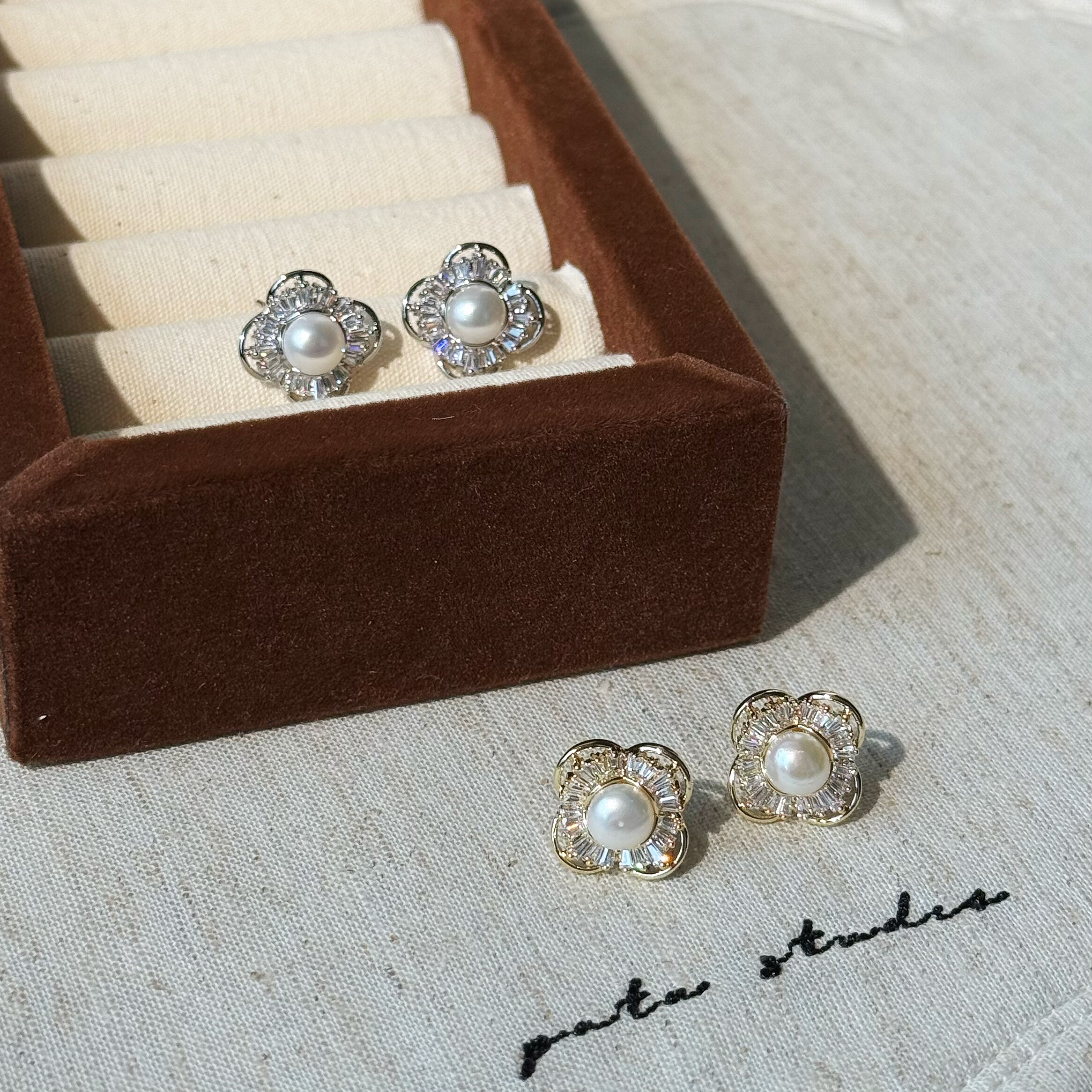 天然淡水珍珠法式复古锆石围镶气质高级感精致轻奢耳钉s925银针,饰品/流行首饰/时尚饰品新,耳钉,淘宝优惠券,粉丝福利购,淘宝优惠卷