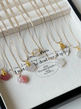 钛钢天然玉髓项链祥云福袋叶片转运珠锁骨链不掉色搭配气质颈链