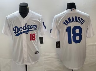洛杉矶道奇队山 棒球服18号YAMAMOTO 比赛服男刺绣 本由伸dodgers