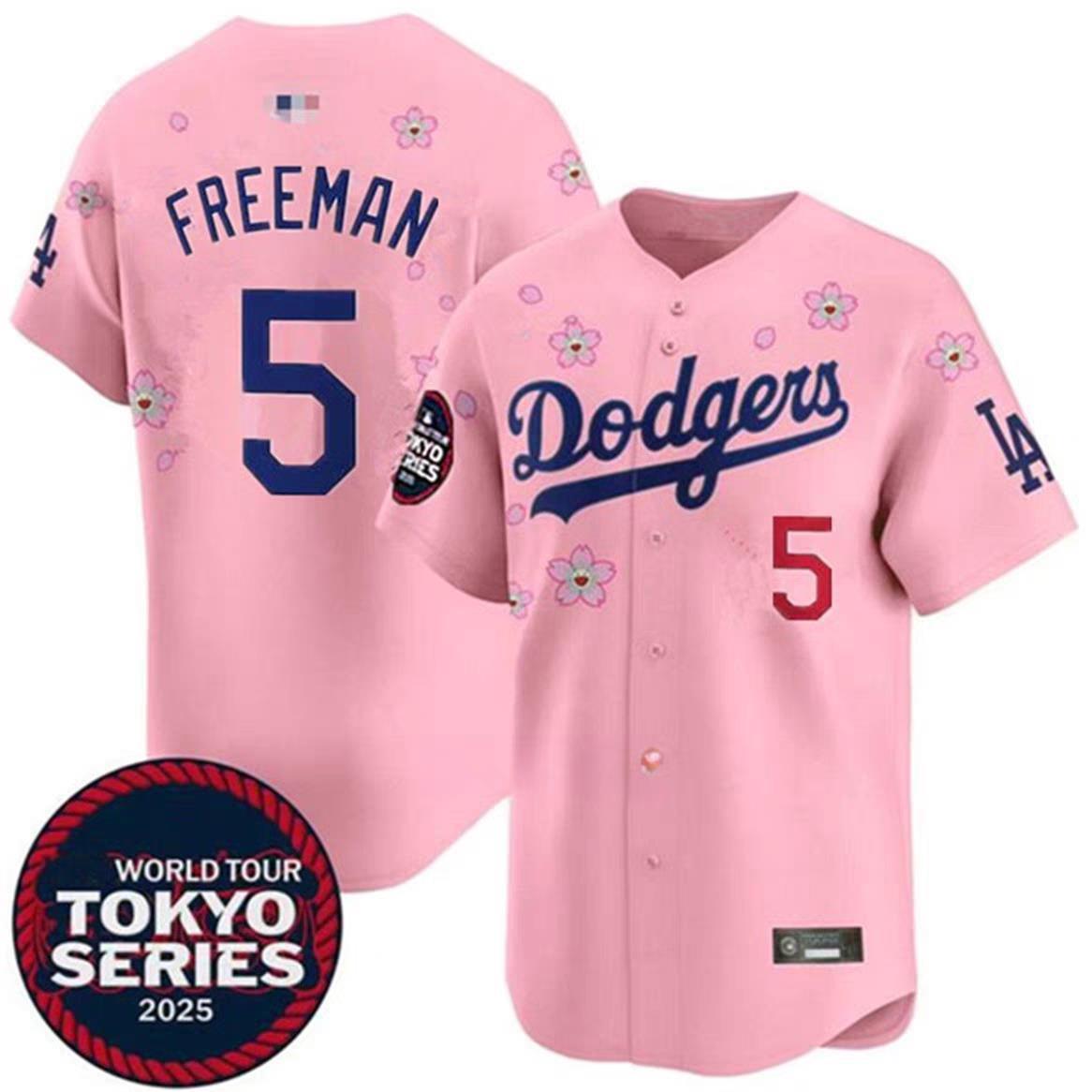 2025道奇队樱花版城市版棒球服Dodgers 5号FREEMAN球衣17号OHTANI