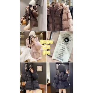 23255达标90白鸭绒多口袋工装羽绒服中长款连帽收腰加厚保暖外套