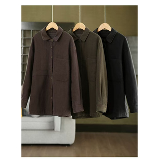 23836早春新款 复古风衣内里夹薄棉休闲外套100%亚麻砂洗炒色上衣