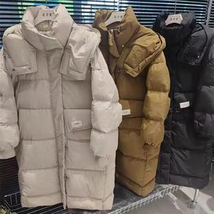 20470加厚过膝抗冻大被子羽绒服宽松显瘦白鸭绒连帽保暖外套女