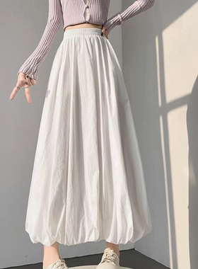 22231森系花苞裙下摆松紧设计宽松减龄半身裙松紧腰宽松显瘦A字裙