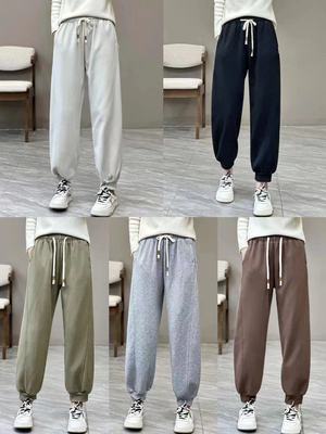 休闲百搭松紧腰长款卫裤一件包邮