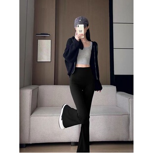 洋气百搭紧身裤 休闲高腰垂感马蹄打底裤 女 鲨鱼裤 21011微喇叭春季