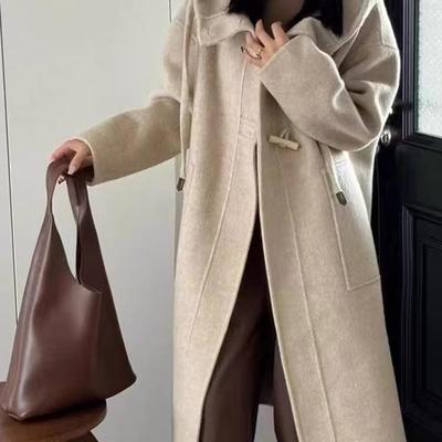 秋冬韩系设计感宽松加厚毛呢外套