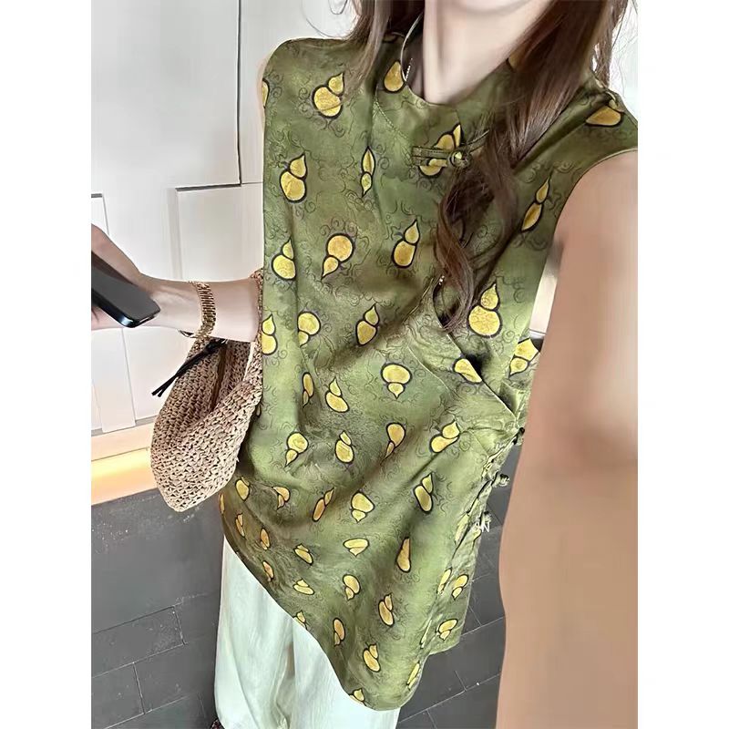 缎面背心显瘦减龄中长款无袖上衣