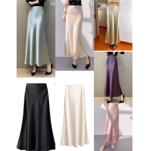 22580夏季绝美气质醋酸缎面半身裙垂感显瘦高腰a字鱼尾长裙半裙女