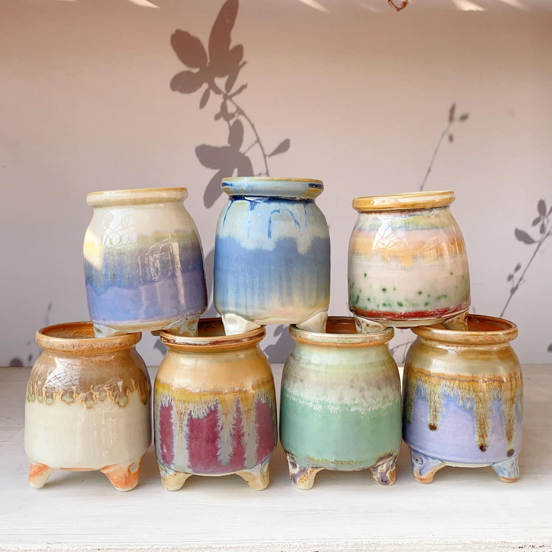 奶瓶奶罐花瓶多肉花盆小老桩盆景德镇手捏手工盆 粗陶透气