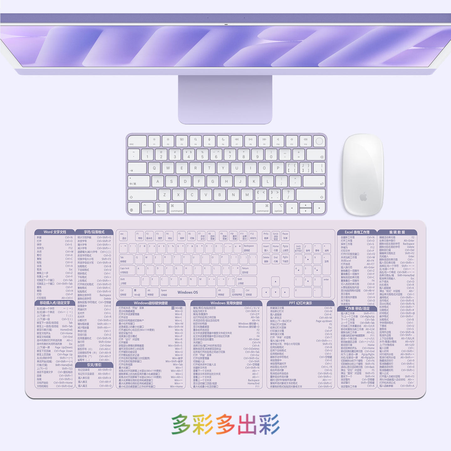 快捷键键盘鼠标垫Windows电脑Macbook笔记本iMac办公纯色超大桌垫图片